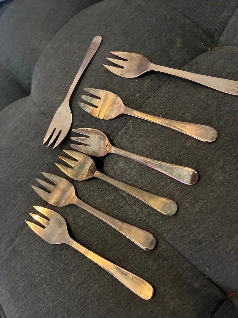 Silverplate Cocktail Forks  Made in Italy - Set of 7